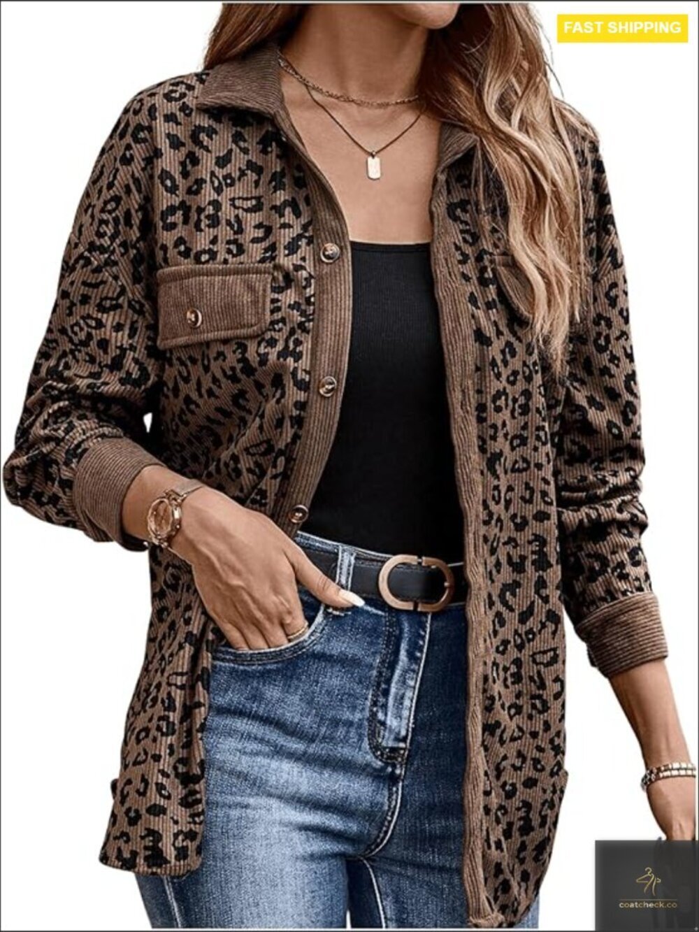 Leopard Print Shacket Button Down Long Sleeve Casual Jacket Fall Outerwear